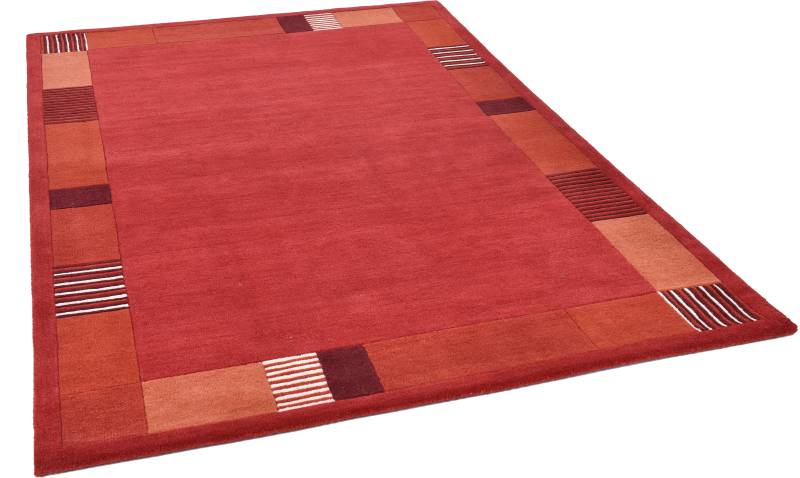 THEKO Wollteppich "Royal Nepali 3085" rechteckig 15 mm Höhe reine Wolle, handgetuftet, Uni-Farben, mit Bordüre, modernes Design von Theko