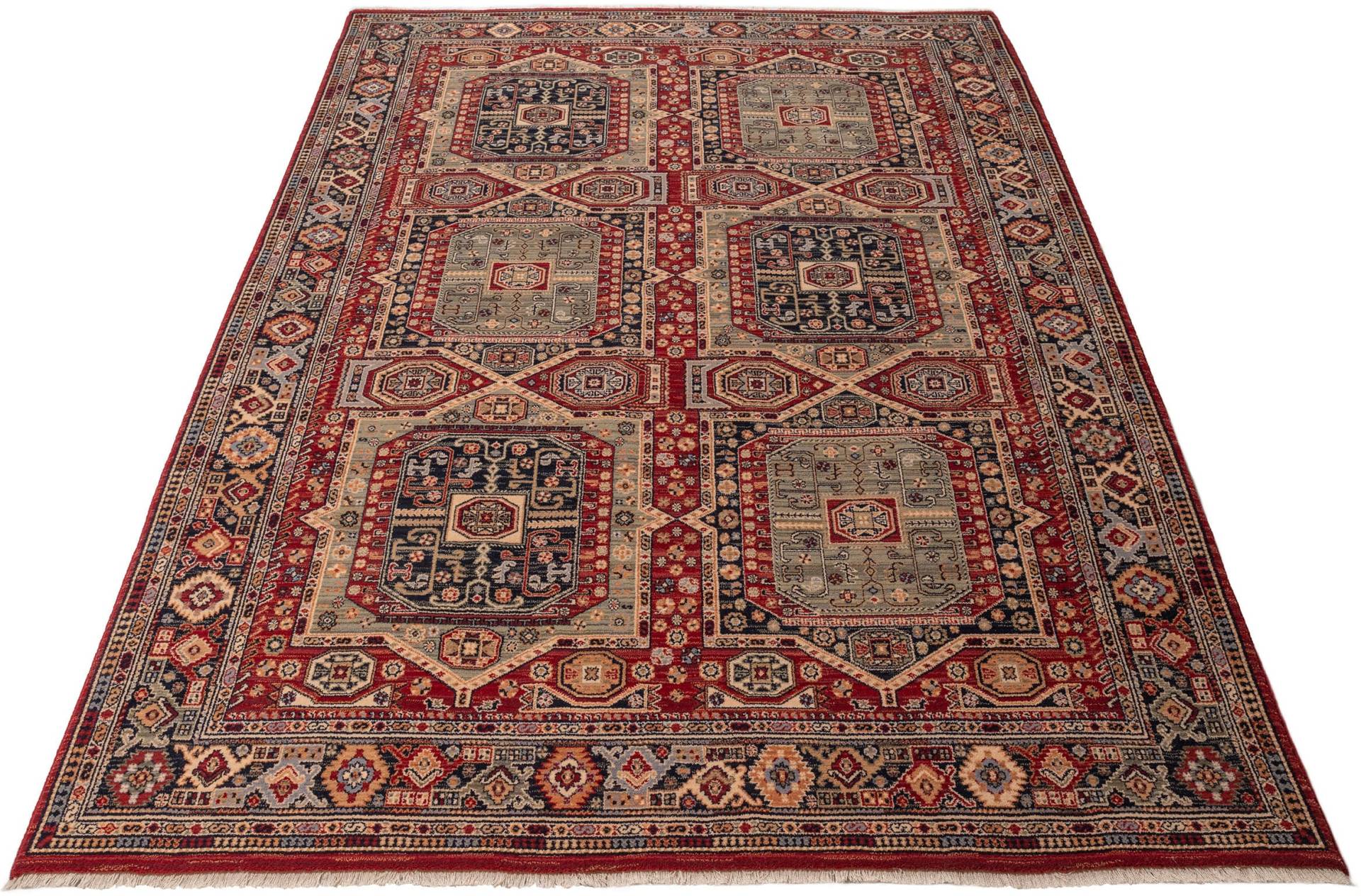 THEKO Wollteppich "Saharna 7275" rechteckig 10 mm Höhe reine Wolle, Orient-Optik, mit Fransen von Theko