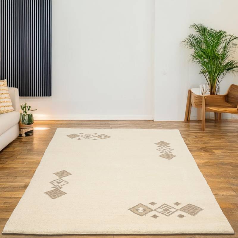 THEKO Wollteppich "Taza Royal 609" rechteckig 28 mm Höhe echter Berber Teppich aus Marokko, reine Wolle, handgeknüpft von Theko