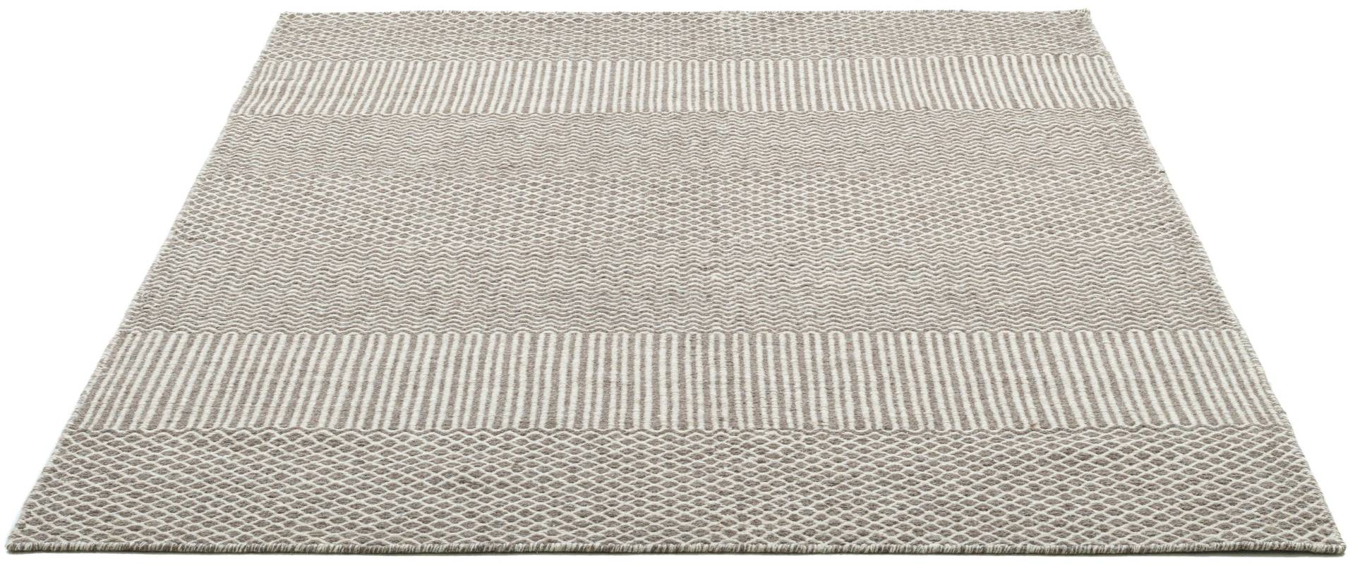 THEKO Wollteppich "Trondheim PO-501", rechteckig, Handweb Teppich, Flachgewebe, reine Wolle, handgewebt von Theko