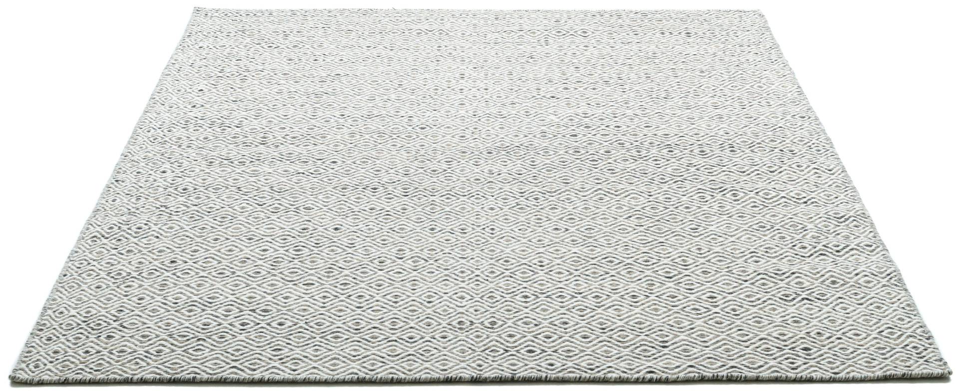 THEKO Wollteppich "Trondheim PO-502", rechteckig, Handweb Teppich, Flachgewebe, reine Wolle, handgewebt, Rauten Muster von Theko
