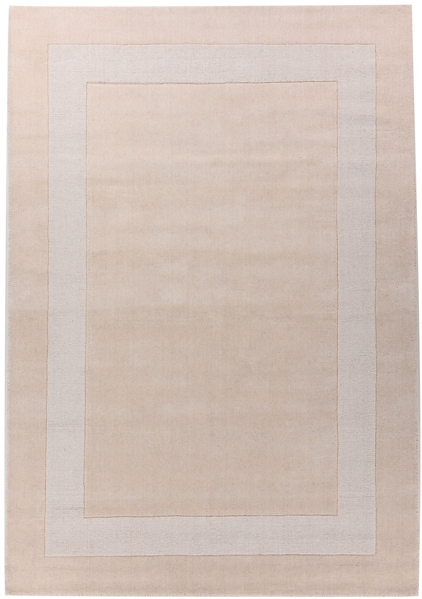 THEKO Wollteppich "USEDOM 8301" rechteckig 11 mm Höhe Uni Farben, reine Wolle, handgetuftet, mit Bordüre von Theko