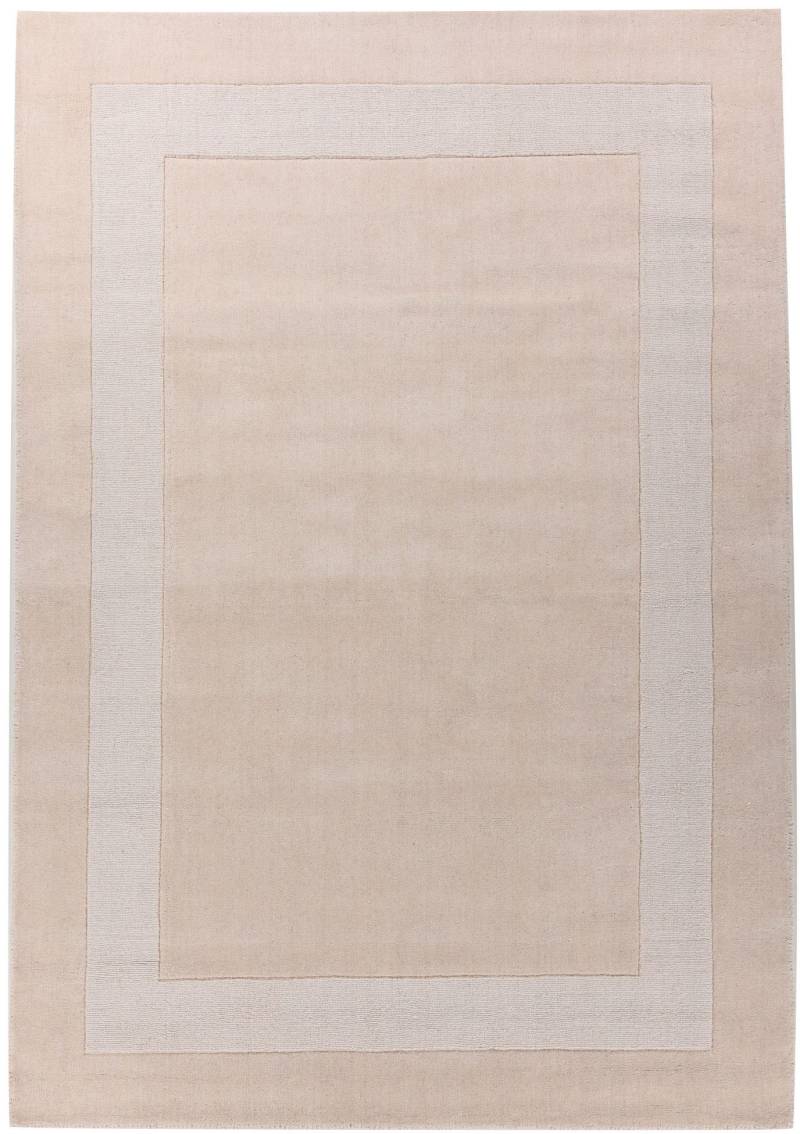 THEKO Wollteppich "USEDOM 8301" rechteckig 11 mm Höhe Uni Farben, reine Wolle, handgetuftet, mit Bordüre von Theko