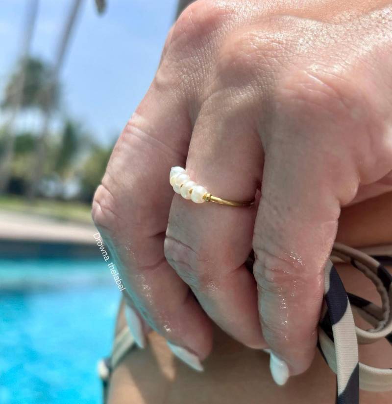 Edelstahl Süßwasserperlen Ring Must Have Edelstahlring Gold von ThelabelDrowna