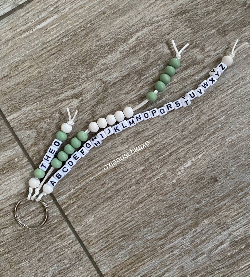 Rechenkette Abc Kette Anhänger Für Das Mäppchen Einschulung Schulkind Holzperlen Geschenk Schultüte Grün von ThelabelDrowna
