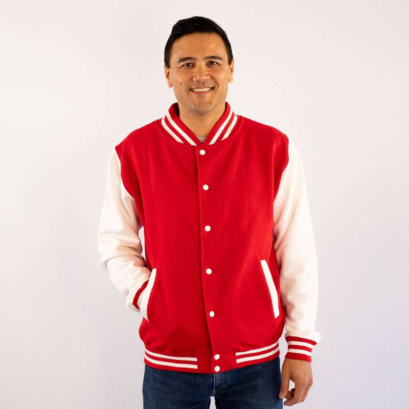 Erwachsenen Sweatshirt Varsity Jacke Rot/Weiss von Thelettermanco