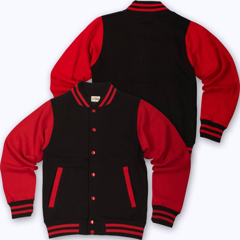 Erwachsenen Sweatshirt Varsity Jacke Schwarz/Rot von Thelettermanco