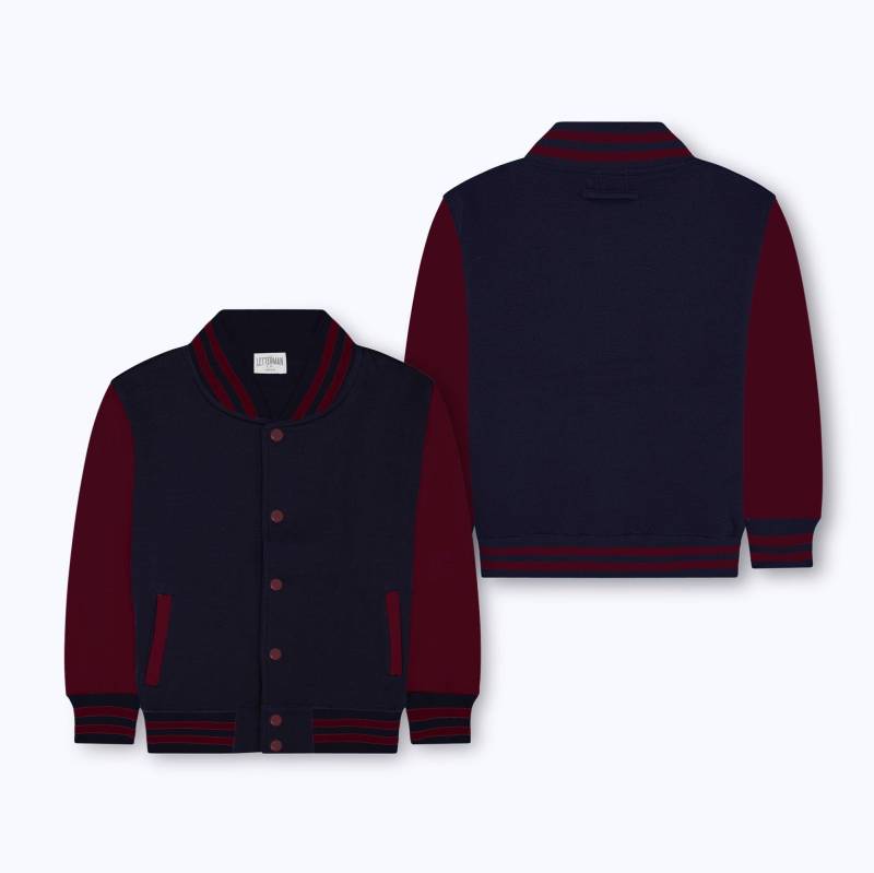 Kinder Sweatshirt Varsity Jacke Navy/Burgundy von Thelettermanco