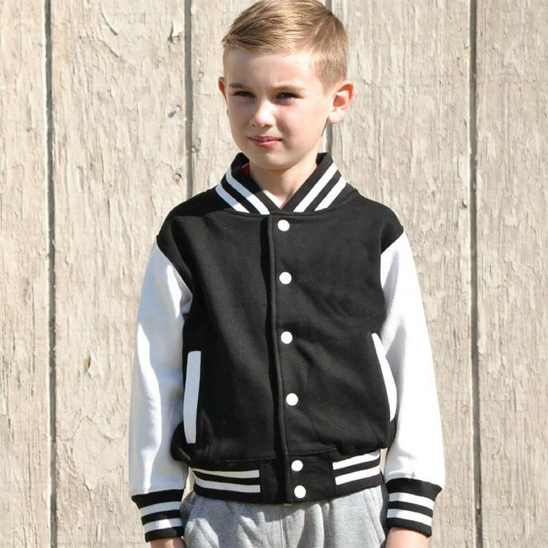 Kinder Sweatshirt Varsity Jacke Schwarz/Weiss von Thelettermanco
