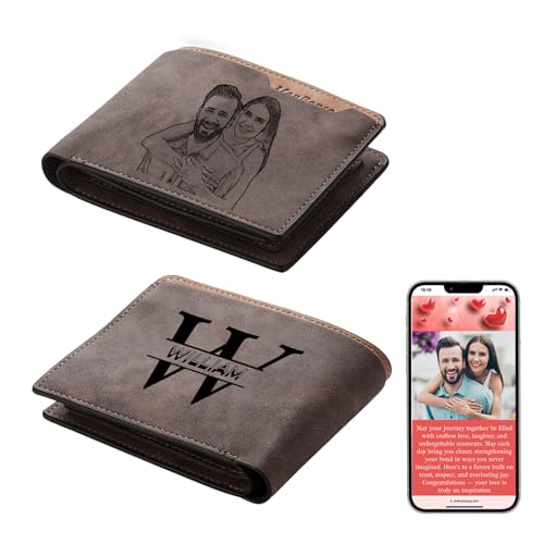 Thelovetag Personalisierte Geldbörse Herren mit NFC – Vatertagsgeschenk für Papa – Individuell graviertes Papa Geschenk aus Leder – Fotos speichern, Text & Name gravieren (Modell 1) von Thelovetag