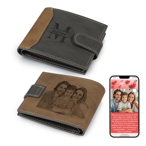 Thelovetag Personalisierte Geldbörse Herren mit NFC – Vatertagsgeschenk für Papa – Individuell graviertes Papa Geschenk aus Leder – Fotos speichern, Text & Name gravieren (Modell 11) von Thelovetag