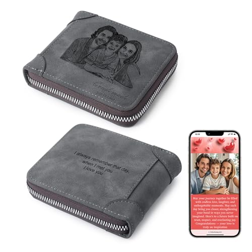 Thelovetag Personalisierte Geldbörse Herren mit NFC – Vatertagsgeschenk für Papa – Individuell graviertes Papa Geschenk aus Leder – Fotos speichern, Text & Name gravieren (Modell 12) von Thelovetag