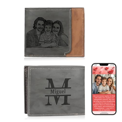 Thelovetag Personalisierte Geldbörse Herren mit NFC – Vatertagsgeschenk für Papa – Individuell graviertes Papa Geschenk aus Leder – Fotos speichern, Text & Name gravieren (Modell 14) von Thelovetag