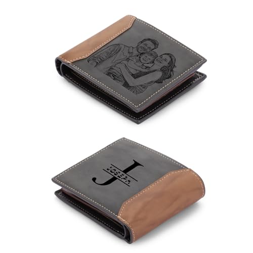 Thelovetag Personalisierte Geldbörse Herren mit NFC – Vatertagsgeschenk für Papa – Individuell graviertes Papa Geschenk aus Leder – Fotos speichern, Text & Name gravieren (Modell 2) von Thelovetag
