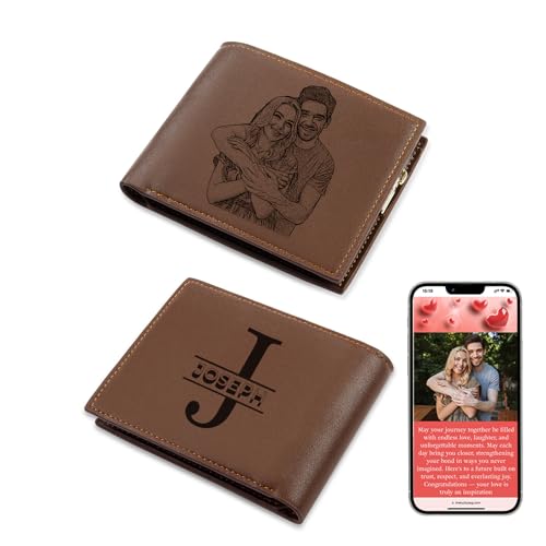 Thelovetag Personalisierte Geldbörse Herren mit NFC – Vatertagsgeschenk für Papa – Individuell graviertes Papa Geschenk aus Leder – Fotos speichern, Text & Name gravieren (Modell 3) von Thelovetag