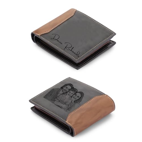 Thelovetag Personalisierte Geldbörse Herren mit NFC – Vatertagsgeschenk für Papa – Individuell graviertes Papa Geschenk aus Leder – Fotos speichern, Text & Name gravieren (Modell 6) von Thelovetag