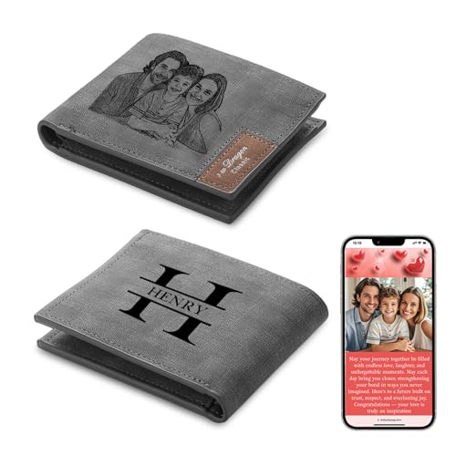 Thelovetag Personalisierte Geldbörse Herren mit NFC – Vatertagsgeschenk für Papa – Individuell graviertes Papa Geschenk aus Leder – Fotos speichern, Text & Name gravieren (Modell 9) von Thelovetag