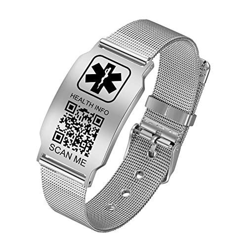 Medizinische Armbänder Männer Frauen mit QR Code Medizinische Alert ID Armbänder Armband Passt Handgelenk Up 8''-10'' Mehr Raum Benutzerdefinierte Notfall medizinische ID Info Medizinische Armbänder Männer Frauen mit QR Code Medizinische Alert ID Armbänder Armband Passt Handgelenk Up 8''-10'' Mehr Raum Benutzerdefinierte Notfall medizinische ID Info von Theluckytag