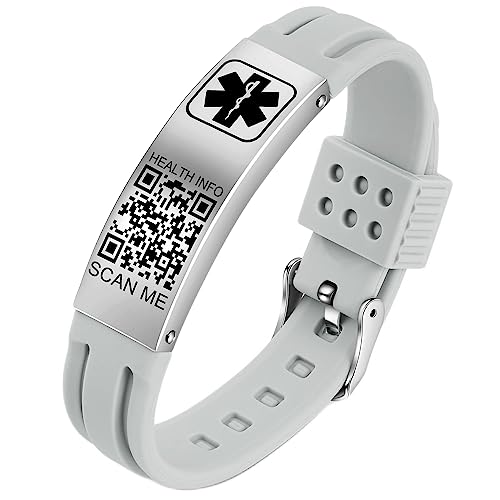 Theluckytag Medizinische Armbänder Männer Frauen mit QR Code Alert ID Armbänder Silikon wasserdichtes Armband passt Handgelenke bis 9'''mehr Raum Benutzerdefinierte Notfall medizinische ID Alert Info… Theluckytag Medizinische Armbänder Männer Frauen mit QR Code Alert ID Armbänder Silikon wasserdichtes Armband passt Handgelenke bis 9'''mehr Raum Benutzerdefinierte Notfall medizinische ID Alert Info… von Theluckytag