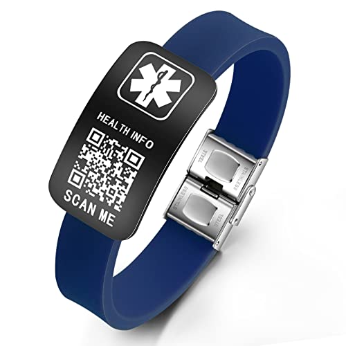 Theluckytag Medizinische Armbänder Männer Frauen mit QR Code Alert ID Armbänder Silikon wasserdichtes Armband passt Handgelenke bis 9'''mehr Raum Benutzerdefinierte Notfall medizinische ID Alert Info Theluckytag Medizinische Armbänder Männer Frauen mit QR Code Alert ID Armbänder Silikon wasserdichtes Armband passt Handgelenke bis 9'''mehr Raum Benutzerdefinierte Notfall medizinische ID Alert Info von Theluckytag