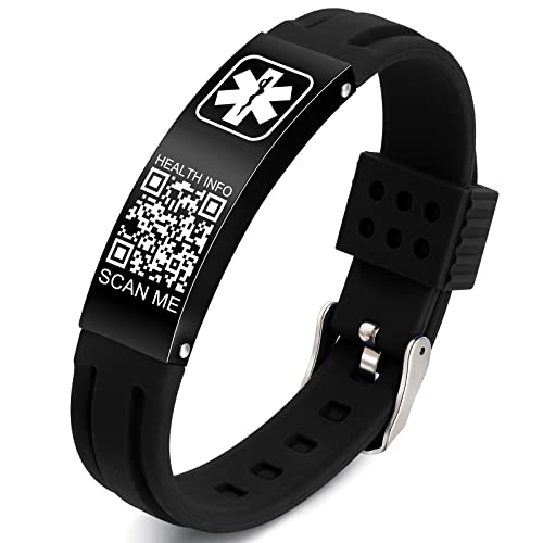 Theluckytag Medizinische Armbänder Männer Frauen mit QR Code Alert ID Armbänder Silikon wasserdichtes Armband passt Handgelenke bis 9'''mehr Raum Benutzerdefinierte Notfall medizinische ID Alert Info Theluckytag Medizinische Armbänder Männer Frauen mit QR Code Alert ID Armbänder Silikon wasserdichtes Armband passt Handgelenke bis 9'''mehr Raum Benutzerdefinierte Notfall medizinische ID Alert Info von Theluckytag
