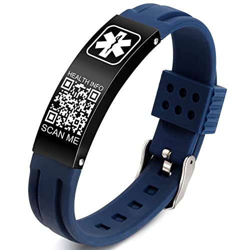 Theluckytag Medizinische Armbänder Männer Frauen mit QR Code Alert ID Armbänder Silikon wasserdichtes Armband passt Handgelenke bis 9'''mehr Raum Benutzerdefinierte Notfall medizinische ID Alert Info Theluckytag Medizinische Armbänder Männer Frauen mit QR Code Alert ID Armbänder Silikon wasserdichtes Armband passt Handgelenke bis 9'''mehr Raum Benutzerdefinierte Notfall medizinische ID Alert Info von Theluckytag
