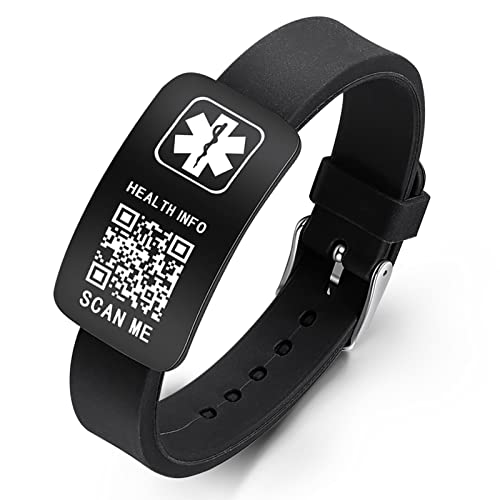 Theluckytag Medizinische Armbänder Männer Frauen mit QR Code Alert ID Armbänder Silikon wasserdichtes Armband passt Handgelenke bis 9'''mehr Raum Benutzerdefinierte Notfall medizinische ID Alert Info Theluckytag Medizinische Armbänder Männer Frauen mit QR Code Alert ID Armbänder Silikon wasserdichtes Armband passt Handgelenke bis 9'''mehr Raum Benutzerdefinierte Notfall medizinische ID Alert Info von Theluckytag