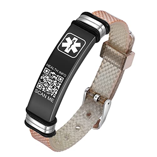 Theluckytag Medizinische Armbänder Männer Frauen mit QR Code Alert ID Armbänder. Kunststoff-Armband passt Handgelenke bis zu 9'',Mehr Raum Benutzerdefinierte Notfall medizinische ID Informationen von Theluckytag