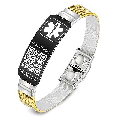 Theluckytag Medizinische Armbänder Männer Frauen mit QR Code Alert ID Armbänder. Kunststoff-Armband passt Handgelenke bis zu 9'',Mehr Raum Benutzerdefinierte Notfall medizinische ID Informationen von Theluckytag