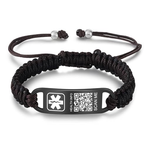 Theluckytag Medizinische Armbänder für Männer und Frauen mit QR-Code, medizinische Notfall-ID-Armbänder, Sport, Jungen, Mädchen, wasserdichtes Silikon-Armband, passend für Handgelenke bis zu 22,9 cm – von Theluckytag