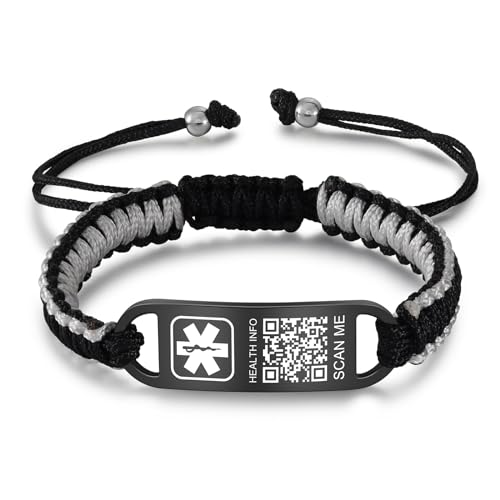 Theluckytag Medizinische Armbänder für Männer und Frauen mit QR-Code, medizinische Notfall-ID-Armbänder, Sport, Jungen, Mädchen, wasserdichtes Silikon-Armband, passend für Handgelenke bis zu 22,9 cm – von Theluckytag