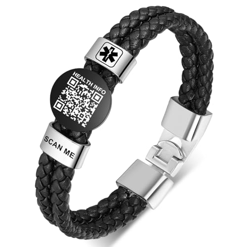 Theluckytag Medizinische Notfall-Armbänder mit QR-Code für Damen und Herren, für Geschäftskleidung – Titan-Stahl-Armband für Handgelenke bis zu 20,3 cm – mehr Platz, individuelle von Theluckytag