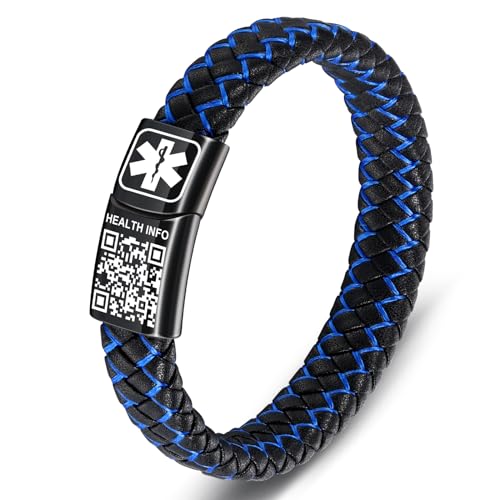 Theluckytag Medizinische Notfall-Armbänder mit QR-Code für Damen und Herren, für Geschäftskleidung – Titan-Stahl-Armband für Handgelenke bis zu 20,3 cm – mehr Platz, individuelle von Theluckytag