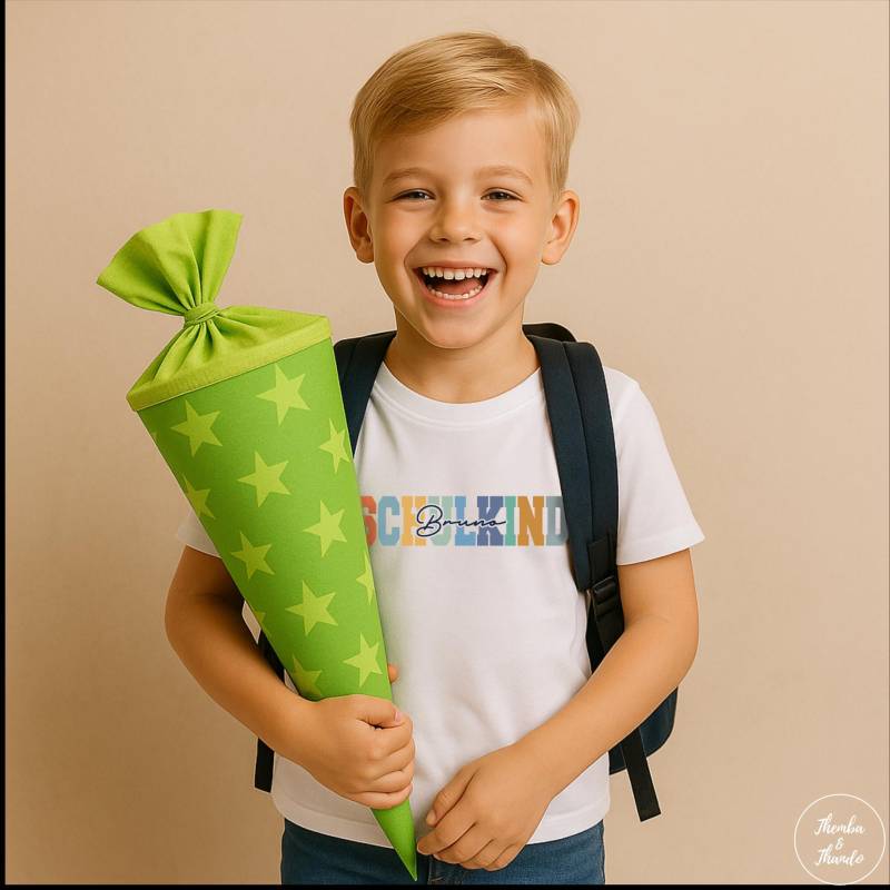Einschulung 2025 Schulstart Kinder T-Shirt Bunt Boho Erstklässler Schulkind Kita Abschied Kindergarten Geschenk Personalisiert von ThembaUndThando