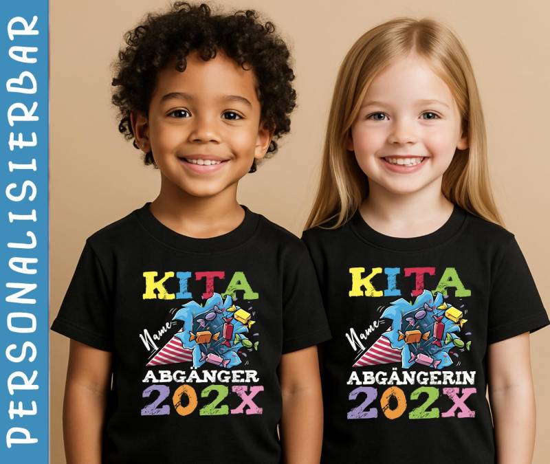 Einschulung 2025 Schulstart Kinder T-Shirt Mit Bunter Schultüte Erstklässler Schulkind Kita Abschied Kindergarten Geschenk Personalisiert von ThembaUndThando