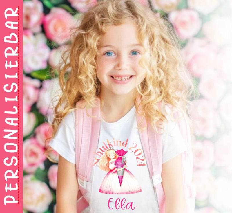 Einschulung 2025 Schulstart Kinder T-Shirt Prinzessin Erstklässler Schulkind Kita Abschied Kindergarten Geschenk Personalisiert Shirt von ThembaUndThando