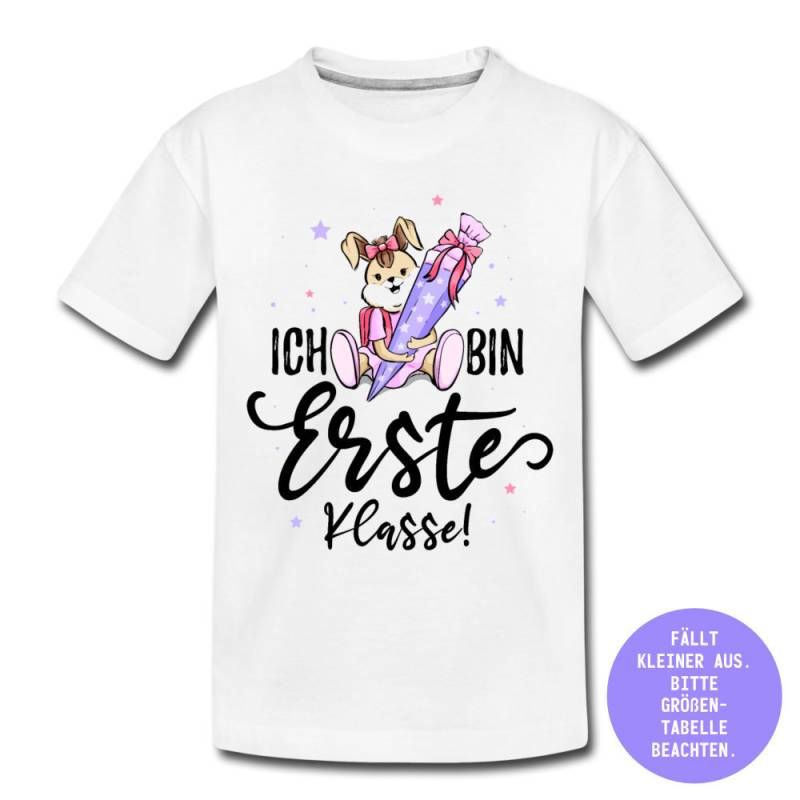 Hase Schultüte Einschulung 2025 Schulstart Kinder Premium T-Shirt Zuckertüte Erster Schultag Erstklässler Mädchen Outfit Schule Geschenk von ThembaUndThando