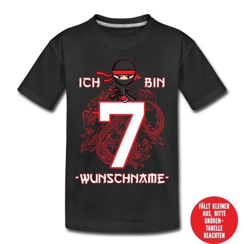 Personalisiert 7. Geburtstag Junge Mädchen Geburtstagsshirt Siebter Geschenk Geschenkidee 7 Jahre Roter Ninja Motiv T-Shirt von ThembaUndThando