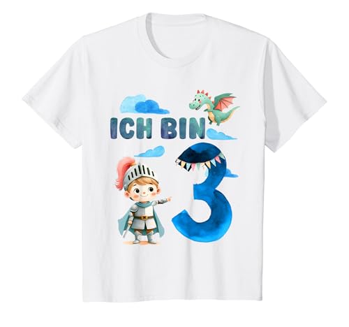 Kinder Ich Bin 3 Jahre Alt Ritter Dritter Geburtstag T-Shirt von Themgeburtstagtha