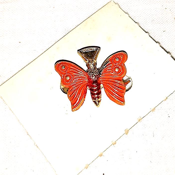 Oranger Schmetterling - 70Er Jahre Taiwan Mini-Anstecknadel, Schöne Emaille, Neu von ThemyciaManu