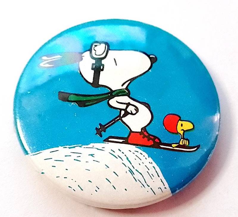 Snoopy & Woodstock Sky Skifahrer Sport 80Er Jahre Ufs Us Brosche Button Pin von ThemyciaManu