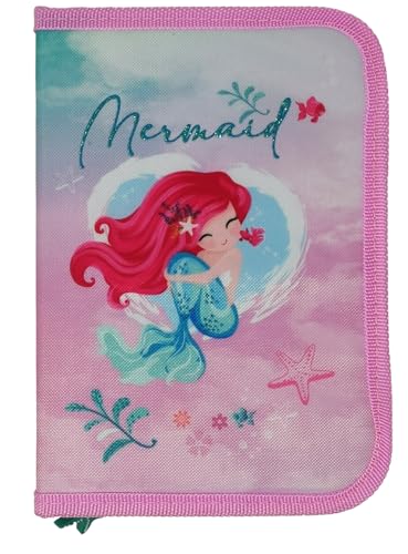Theonoi Kinder Federmäppchen Federtasche Federmappe Mäppchen Etui 2 Fach Doppeldecker Schüleretui Stifteetui gefüllt Federpenal Schulzubehör Einschulung Mädchen (Mermaid Meerjungfrau) von Theonoi