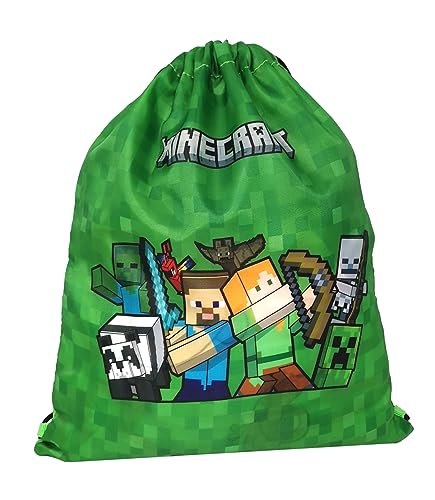Theonoi Minecraft Kleiner Beutel Turnbeutel Schwimmbeutel Sporttasche Tasche Sportbeutel Schuhbeutel Sportrucksack Gymsack Rucksack (Minecraft Grün) von Theonoi