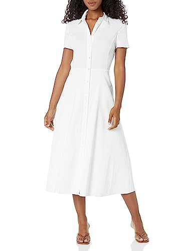 Theory Damen Kurzarm-Midikleid mit Knopfleiste, Weiss/opulenter Garten, 40 von Theory