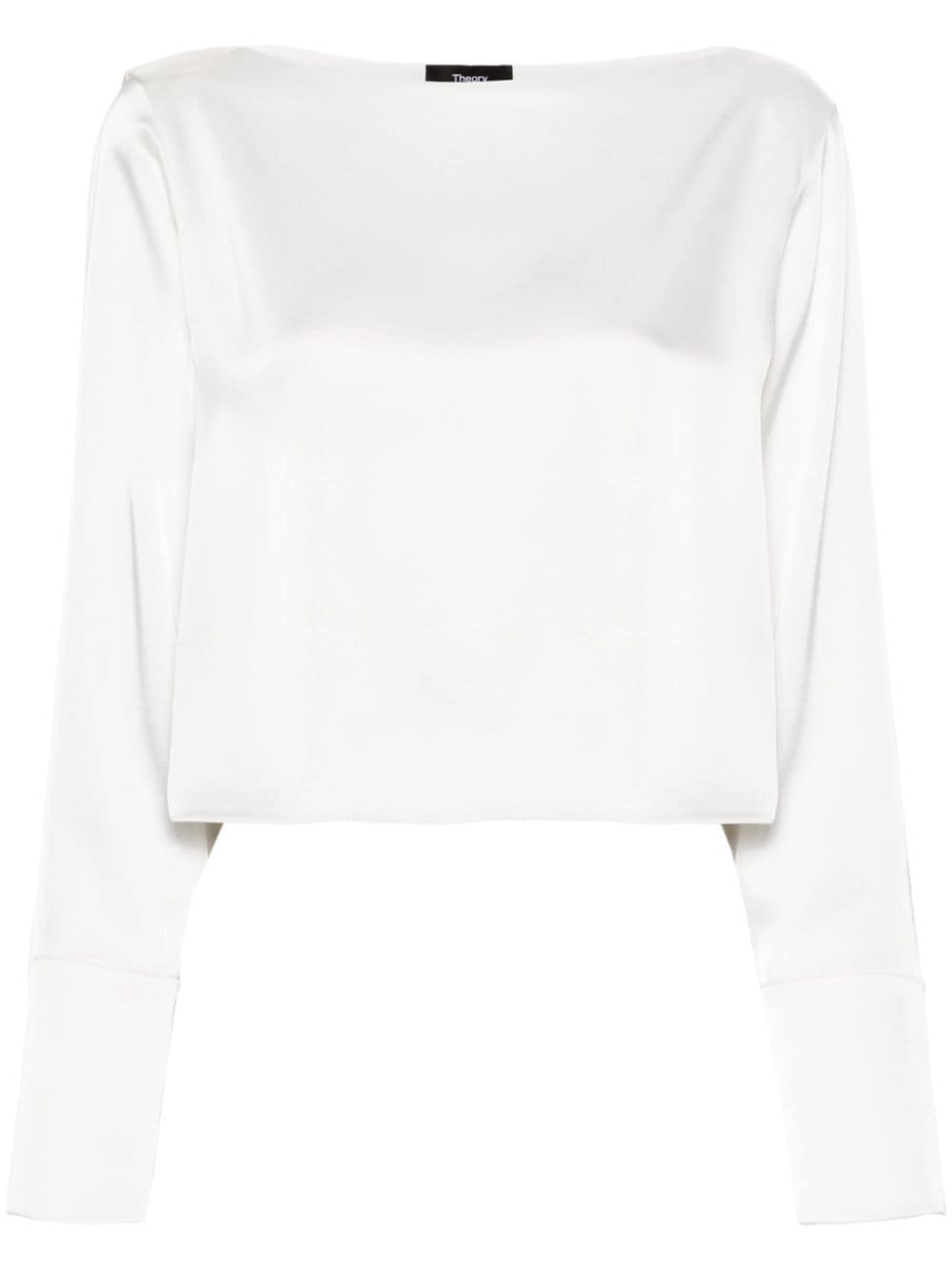 Theory Drapierte Cropped-Bluse aus Satin - Weiß von Theory