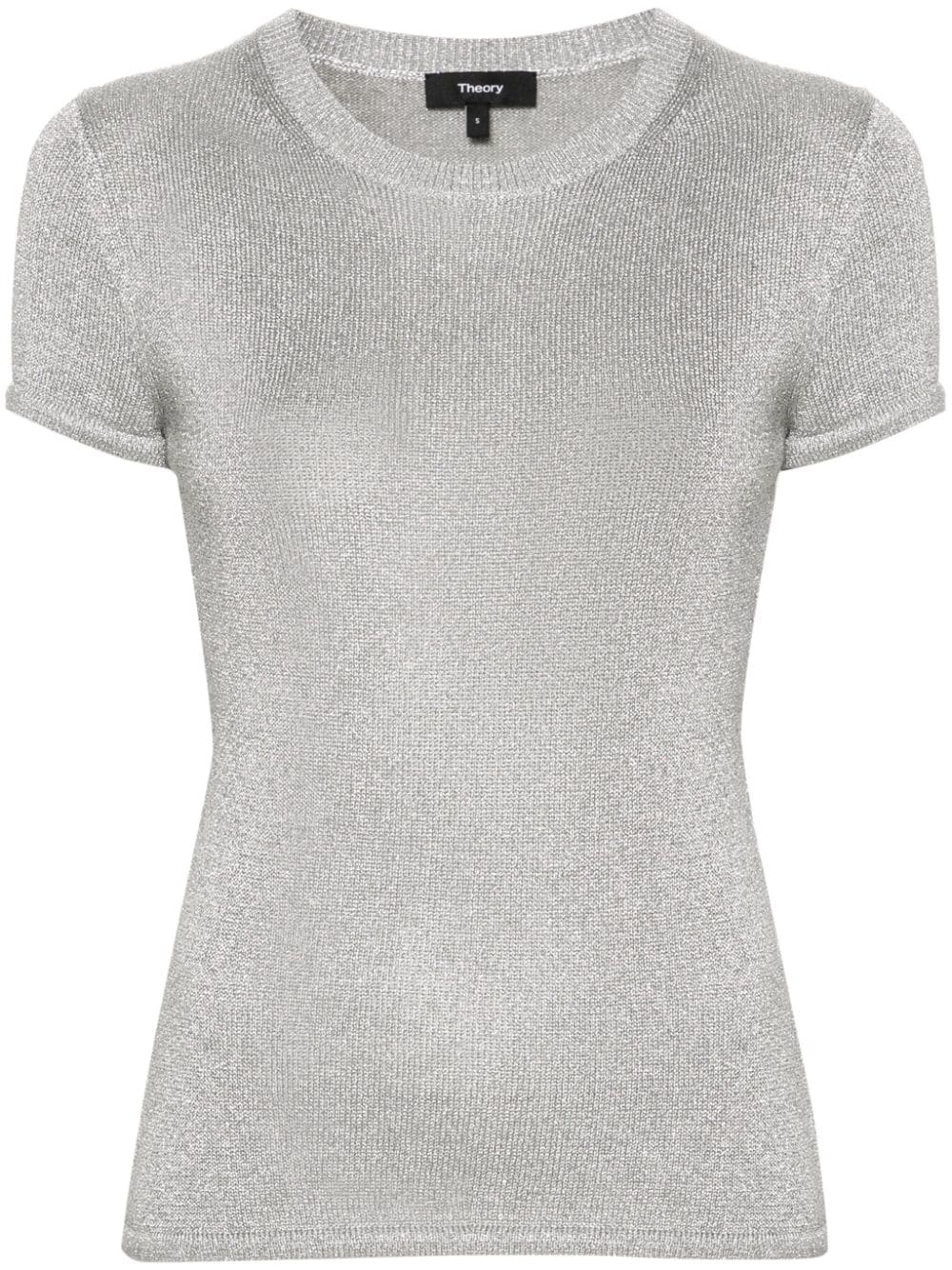 Theory metallic-threading short-sleeve jumper - Silber von Theory