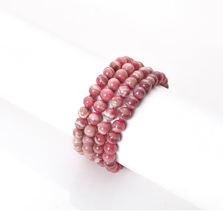 Rhodochrosit Armband, Natur Edelstein Armband 8mm, Unisex Damen Herren Perlenarmband, Geschenk Für Sie/Ihn von Thepeacefullcrystal