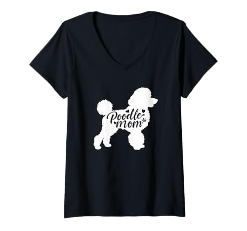 Damen Poodle Mom Damen Hundeliebhaber Design T-Shirt mit V-Ausschnitt von Therapy Designs