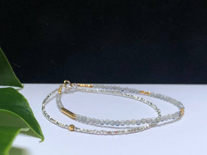 Freundschaftsarmband Mit Labradorit Und Gold Vergoldet, Tennis Armband Freundschaftsarmband Mit Labradorit Und Gold Vergoldet, Tennis Armband von TherapyAccessories