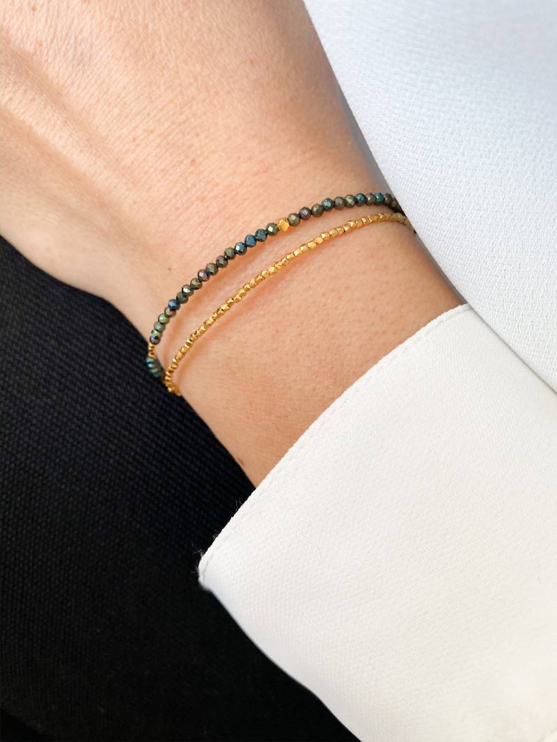 Zarte Spinell Armband Gold Plissee Sterling Silber Haken von TherapyAccessories